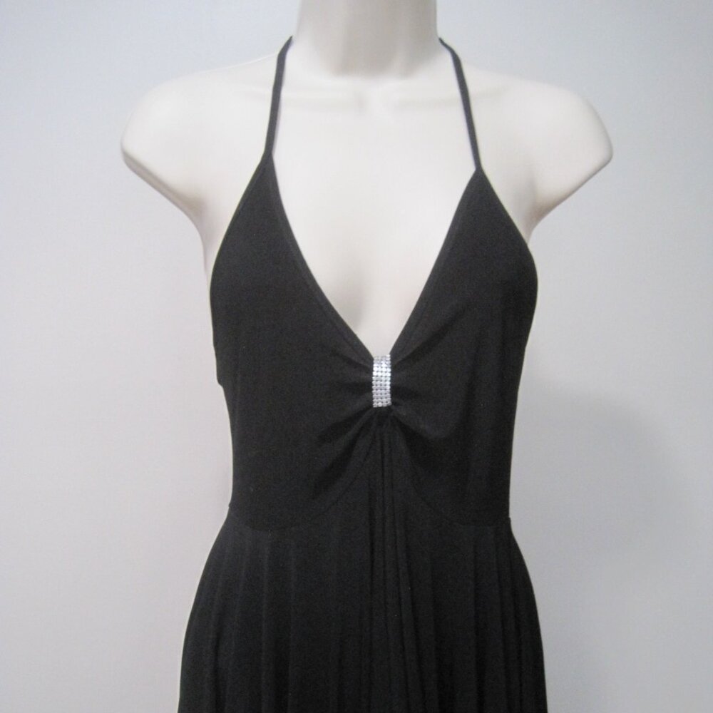 Song's Fashion Womens Medium Black Stretch Dress Halter Top Spaghetti Strap